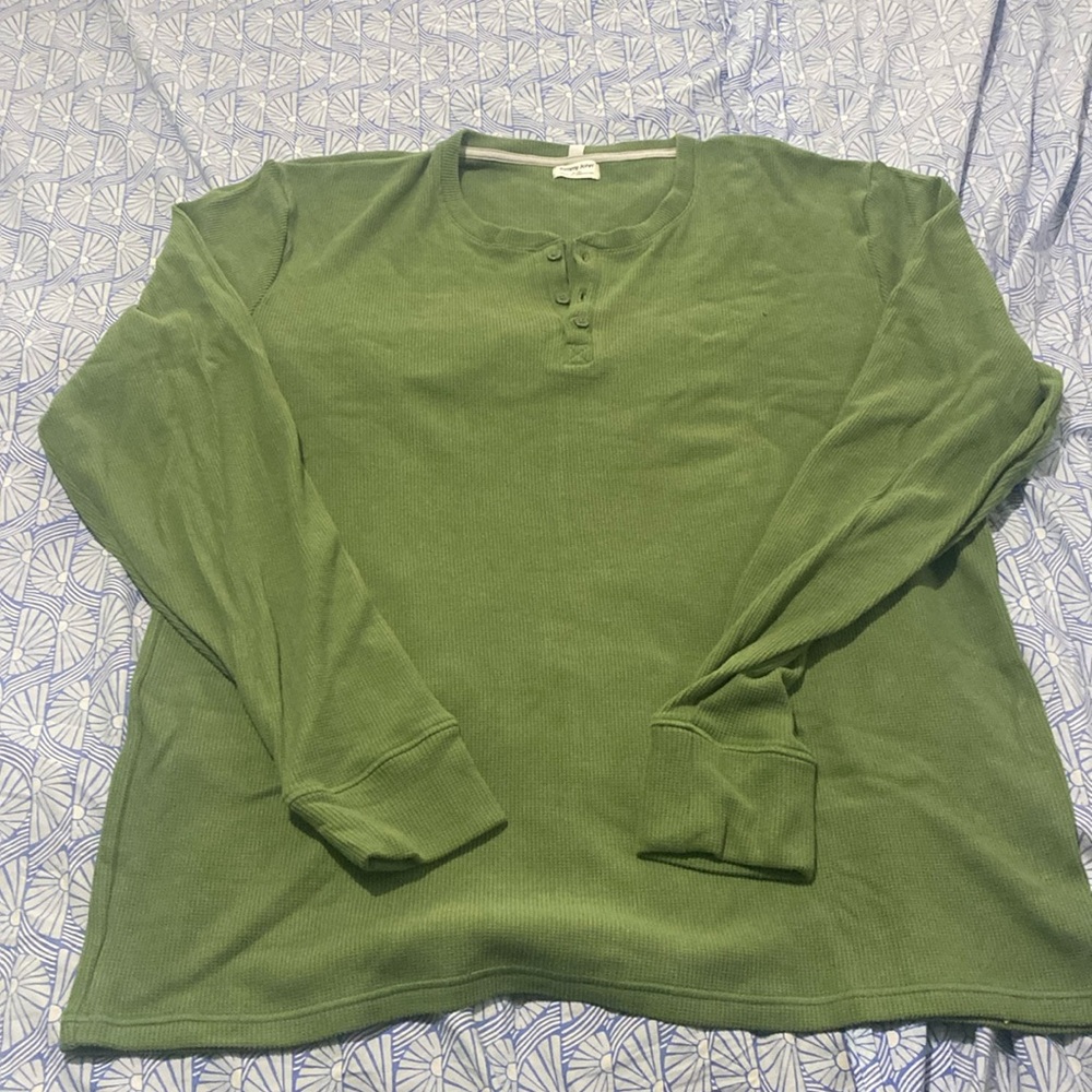 Tommy John Men’s  waffle Henley long sleeve loungewear 2XL Green